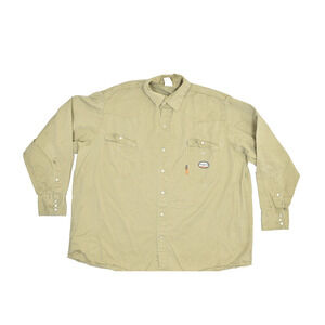 Men's RASCO FR Regular Size XL Khaki Long Sleeve Western Work Shirt